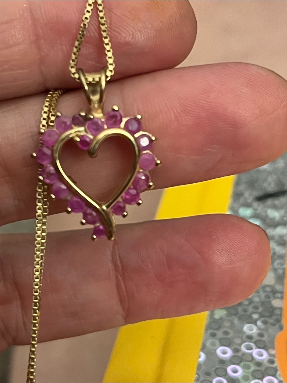 Ross Simons Sterling Silver 925 Gold Vermeil Ruby Heart Pendant and Necklace